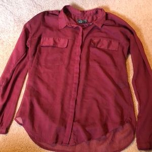 Maroon Button Down Blouse